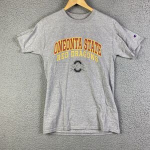 Champion ONEONTA Red Dragons T-Shirt Mens S STATE UNIVERSITY NEW YORK Gray *READ